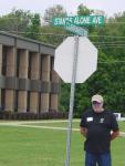 I saw this roadsign and told Gary that he just had to get a photo of me with it.